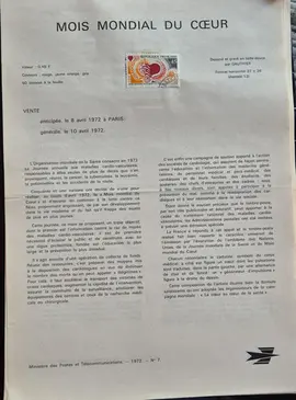 Timbres - 1972 - notices philatéliques (lot1)