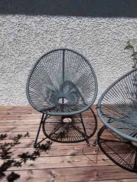 fauteuil style Acapulco métal et gris