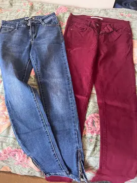 Jean bleu T34 bordeaux T40