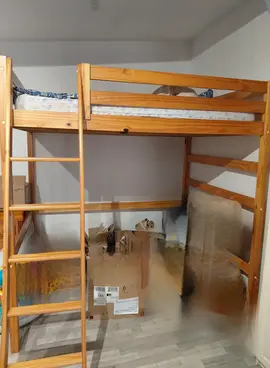 Lit double mezzanine en bois
