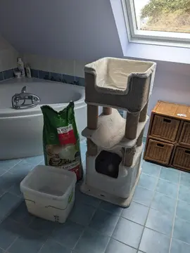 arbre à chat + litière