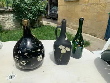 3 jolies potiches peintes