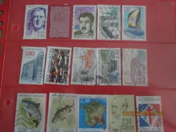 15 timbres oblité France 1990