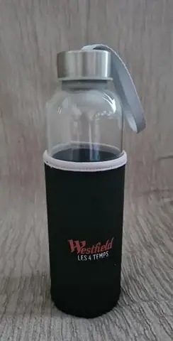 Gourde en verre, étui tissu, 450 ml, bouchon vissé