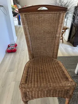 6 chaises rotin et bois