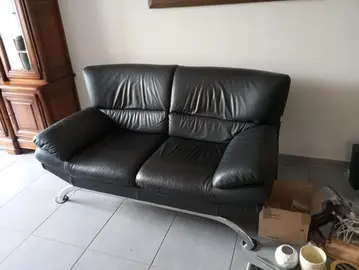 Canapé cuir et chambre en chêne