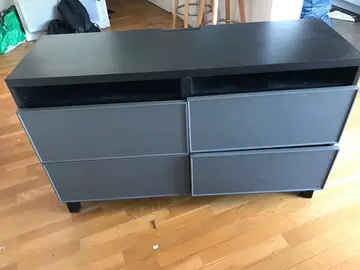 meuble ikea bois gris et noir 4 tiroirs