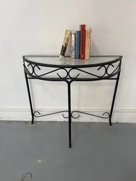 table d’appoint console d’entrée verre et métal
