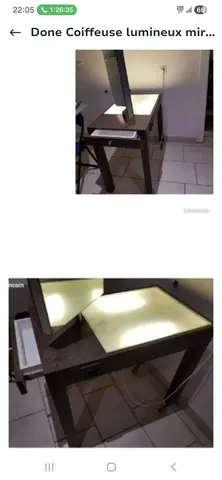 coiffeuse lumineux mirroir tournant neuf