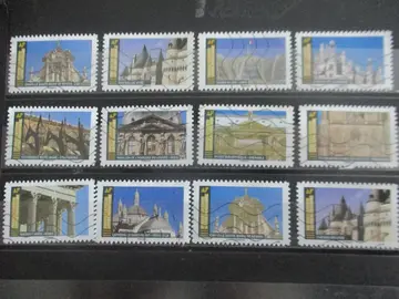 12 timbres - France - oblitérés - Monuments patrimoniaux