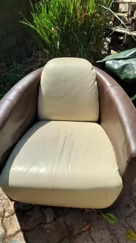 fauteuil cuir beige et marron