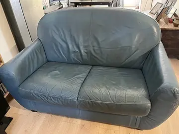 Canapé en cuir bleu