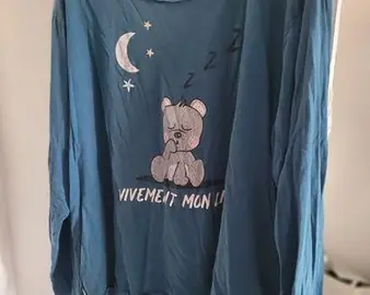T shirt de pyjama manche longue pour femme dessin qui part laver taille 3 xl