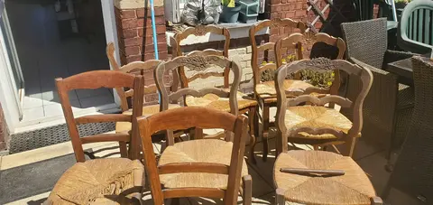 donne 8 chaises bois et paille