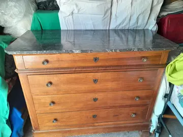 commode 5 tiroirs, marbre impeccable