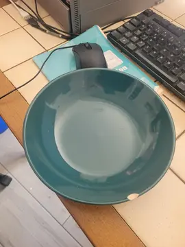 assiette creuse verte en porcelaine état moyenne