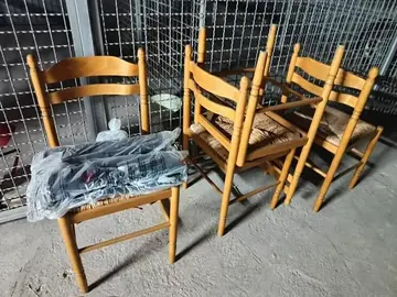 lot de 4 chaises bois paillée