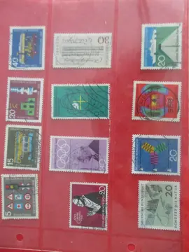 12 timbres oblitérés Allemagne de l'Ouest