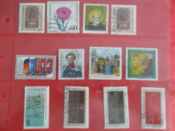 12 timbres oblitérés Allemagne Ouest 1980-1981