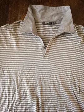polo rayé écru marron