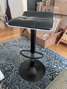 Tabouret en cuir noir avec hauteur réglable