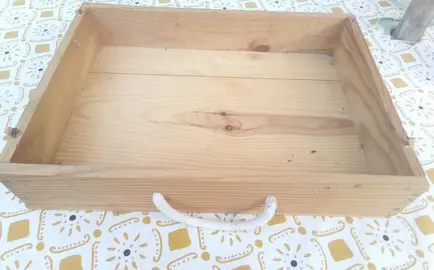 tiroir bois, poignée corde