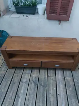 meuble télé à retaper, 2 tiroirs