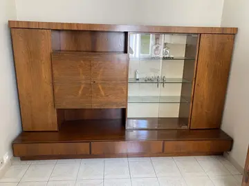 Grand vaisselier avec vitrine en bois exotique - palissandre