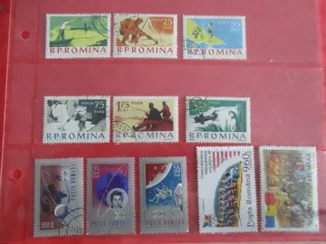 11 timbres oblité. de Roumanie