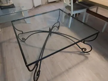 Table basse en verre + fer