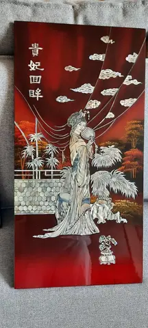 panneau en bois laqué et nacre 30x60 cm