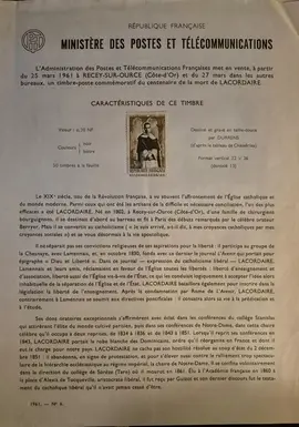 Timbres - notices philatéliques - 1961 (2)