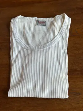T-shirt blanc cotelé manches longues T36