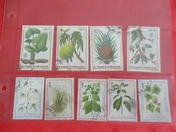 9 timbres oblitér. -San Tome Principe - Plantes