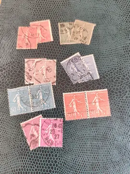 lot unique timbres semeuse lignée
