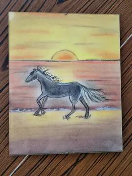 Dessin, Pastel, fait main, sous verre.