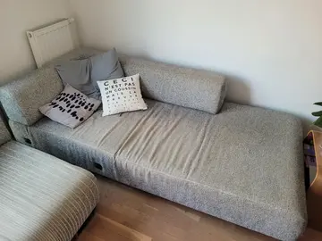 Méridienne de canapé en tissu gris 2,25m x 1m