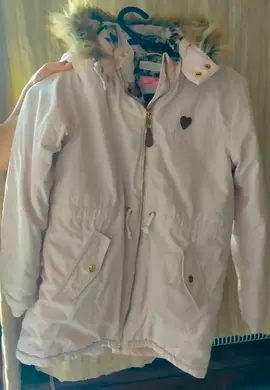 parka rose pâle H&M 9-10 ans avec capuche amovible