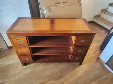 Meuble de rangement style asiatique en bois et bambou