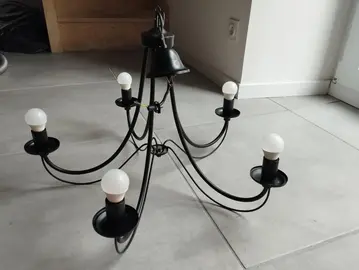Lustre noir en métal vintage