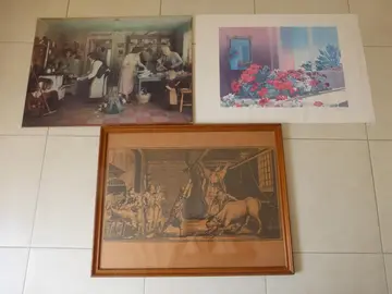Puzzle Cuisine - Cadre Boucherie ancienne - Reproduction Fleurs avec Signature