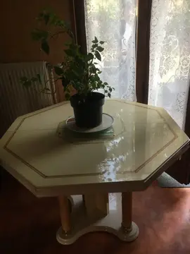table exagonal rallonge intégrée