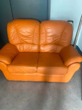 canapé 2pl cuir camel