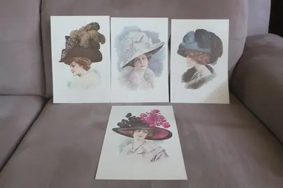 4 Reproductions de GRAVURES de MODELES de CHAPEAUX des années 1900