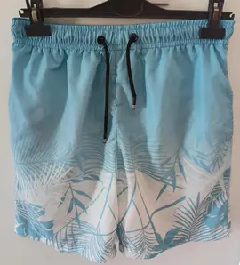 short de bain bleu ciel et blanc