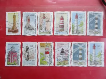 12 timbres oblitérés - france - Phares 2021