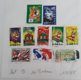 Timbres - lot 9 - 10 timbres 1998