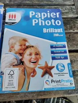 papier photo brillant+ papier jet d'encre