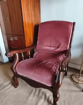 fauteuil en bois et assise velour - excellent état