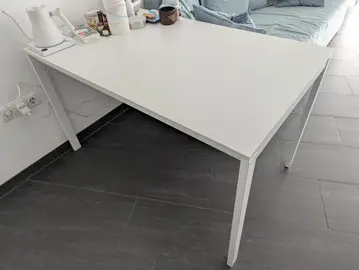 Table de salle à manger/bureau rectangulaire blanche avec pieds en métal, Ikea MELLTORP
